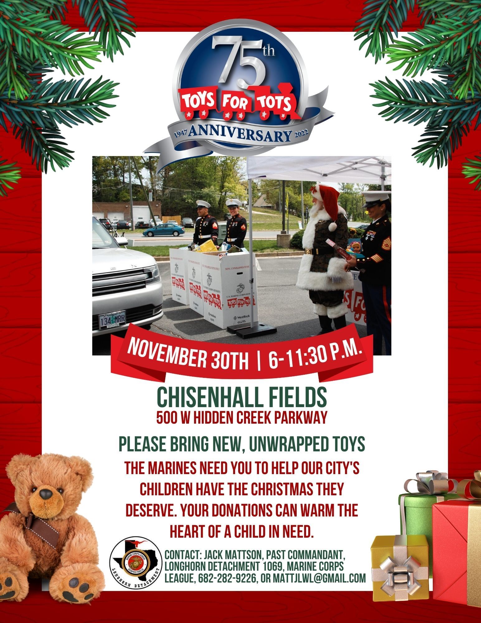  Toys for Tots Drive - Nov. 30